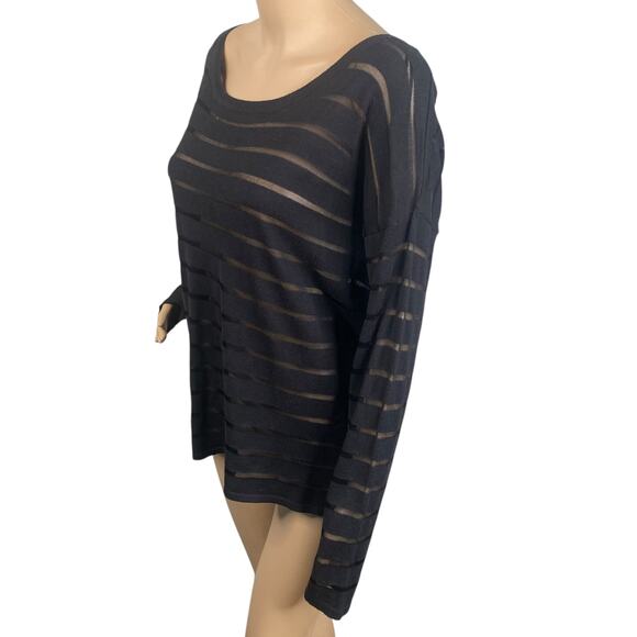NWT Olive & Oak Black Shadow Stripe Lightweight Pullover Sweater SZ L - Picture 3 of 7